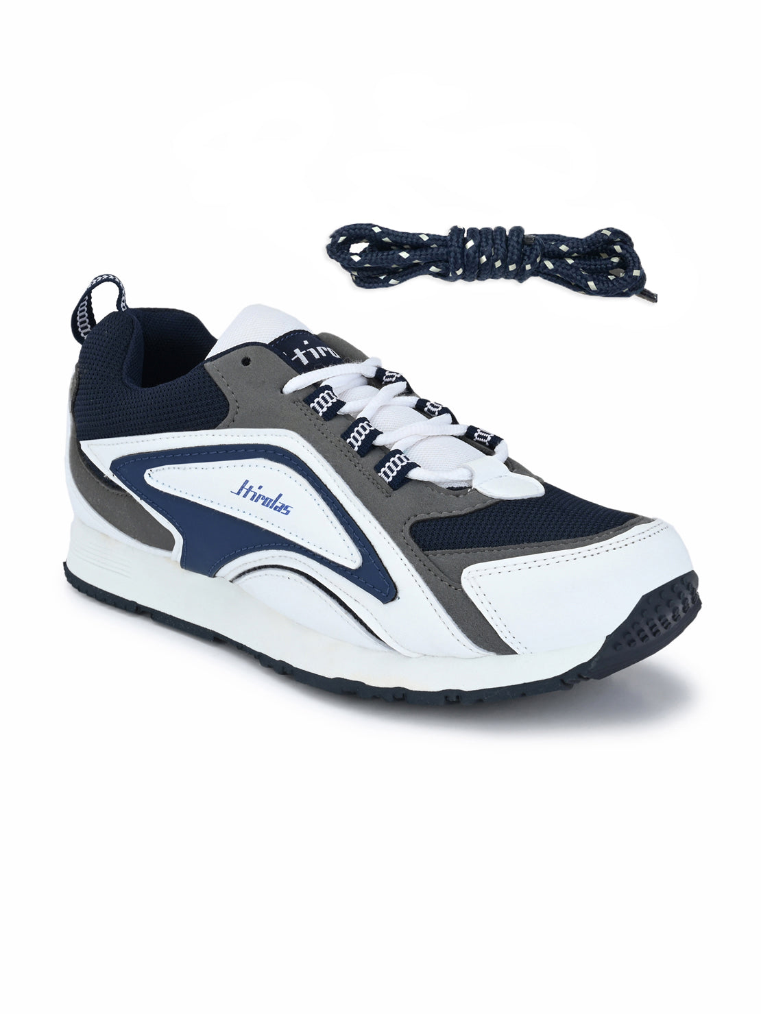 Hirolas® Men's Multisports Shock Absorbing Walking Running Fitness Athletic Training Gym White/Blue Lace Up Sneaker Sport Shoes (HRL2071URO)