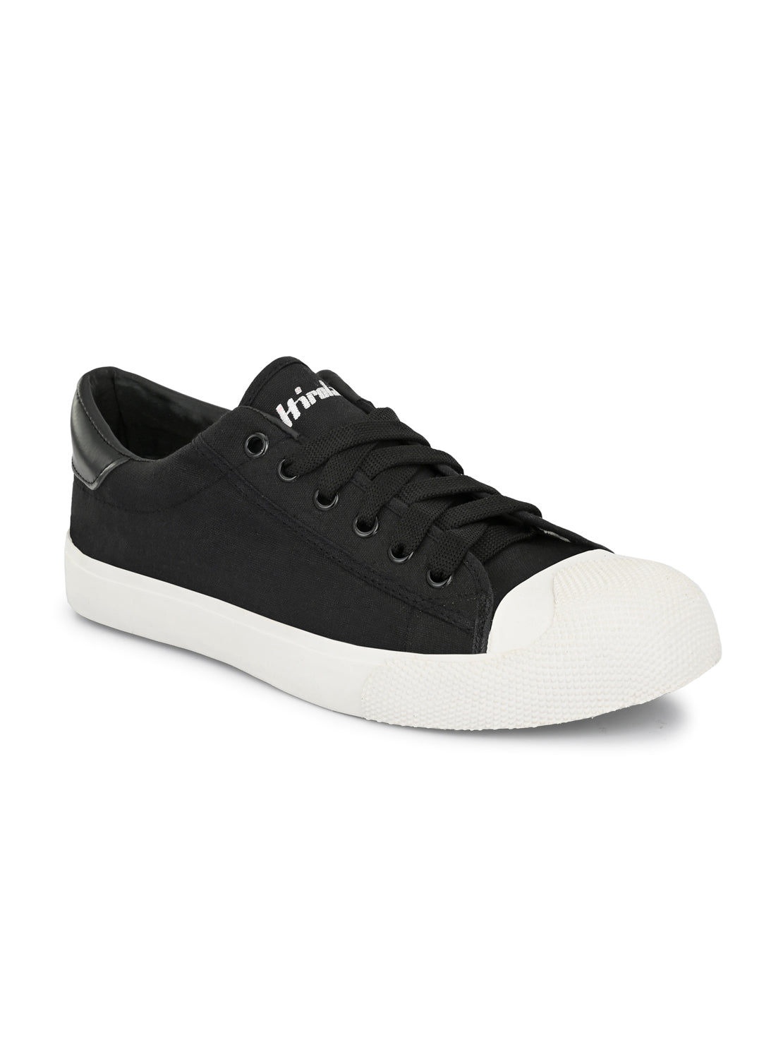 Hirolas® Men's Black Canvas Vulcansied Skateboard Lace Up Sneaker Shoes (HRL2076BLK)