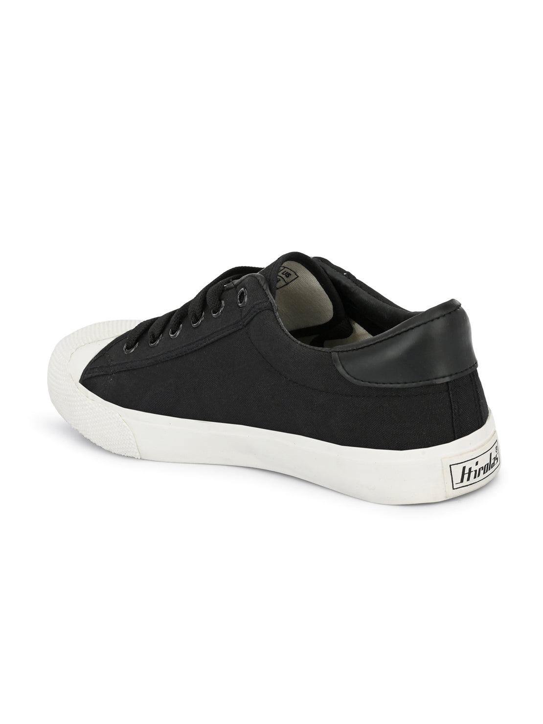 Hirolas® Men's Black Canvas Vulcansied Skateboard Lace Up Sneaker Shoes (HRL2076BLK)