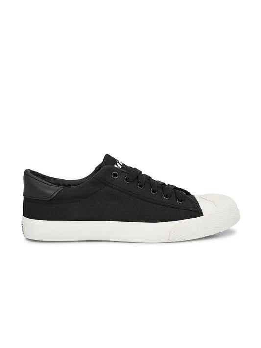 Hirolas Men's Black Canvas Vulcansied Skateboard Lace Up Sneaker Shoes (HRL2076BLK)
