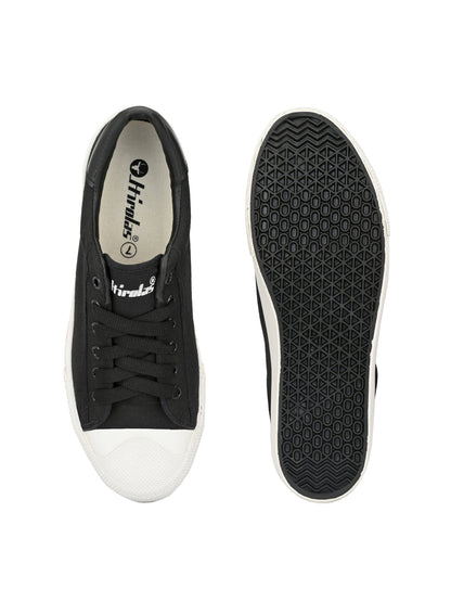 Hirolas® Men's Black Canvas Vulcansied Skateboard Lace Up Sneaker Shoes (HRL2076BLK)