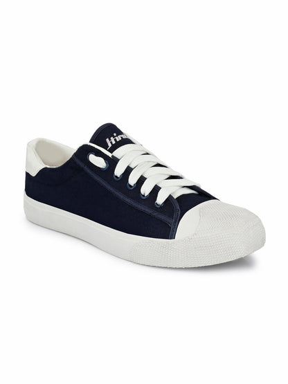 Hirolas® Men's Blue Canvas Vulcansied Skateboard Lace Up Sneaker Shoes (HRL2076BLU)