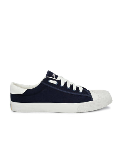 Hirolas® Men's Blue Canvas Vulcansied Skateboard Lace Up Sneaker Shoes (HRL2076BLU)
