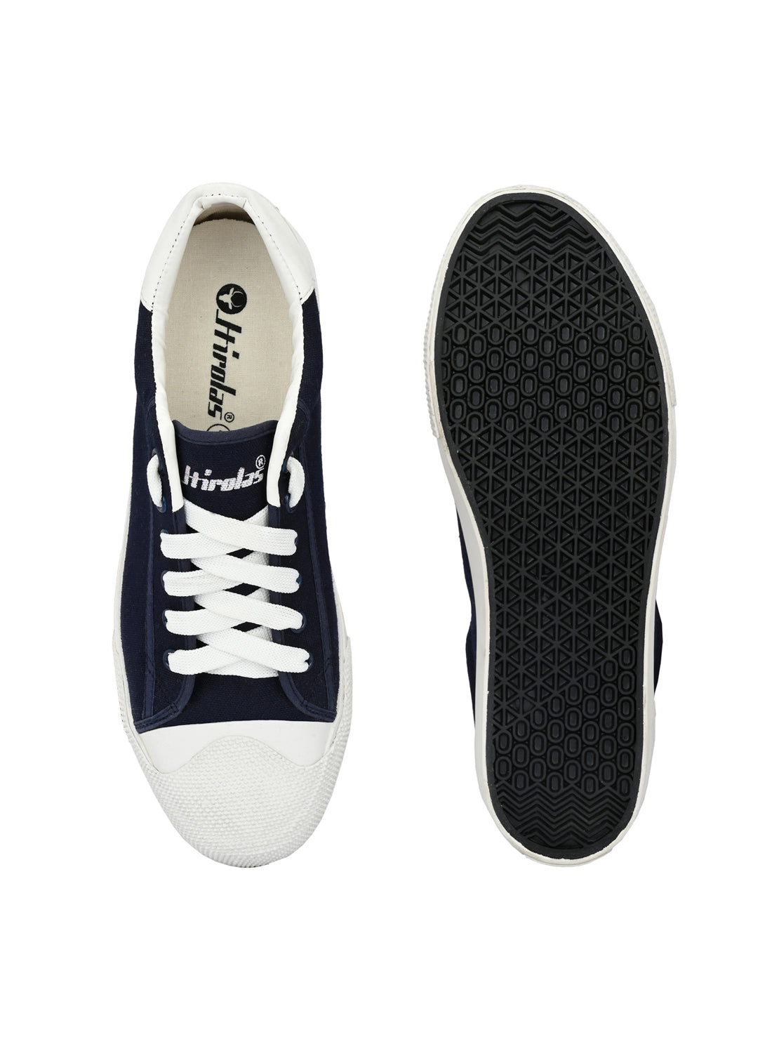 Hirolas® Men's Blue Canvas Vulcansied Skateboard Lace Up Sneaker Shoes (HRL2076BLU)