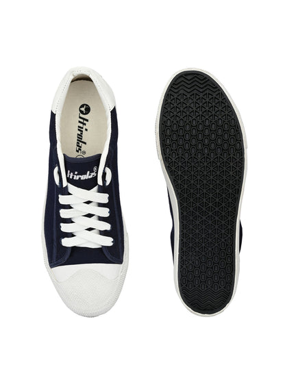 Hirolas® Men's Blue Canvas Vulcansied Skateboard Lace Up Sneaker Shoes (HRL2076BLU)