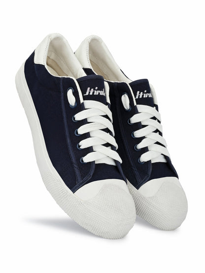 Hirolas® Men's Blue Canvas Vulcansied Skateboard Lace Up Sneaker Shoes (HRL2076BLU)