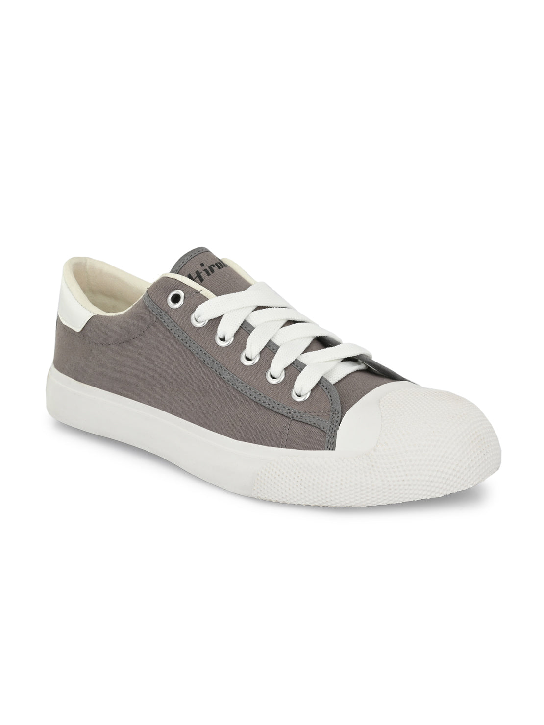 Hirolas® Men's Grey Canvas Vulcansied Skateboard Lace Up Sneaker Shoes (HRL2076GRY)