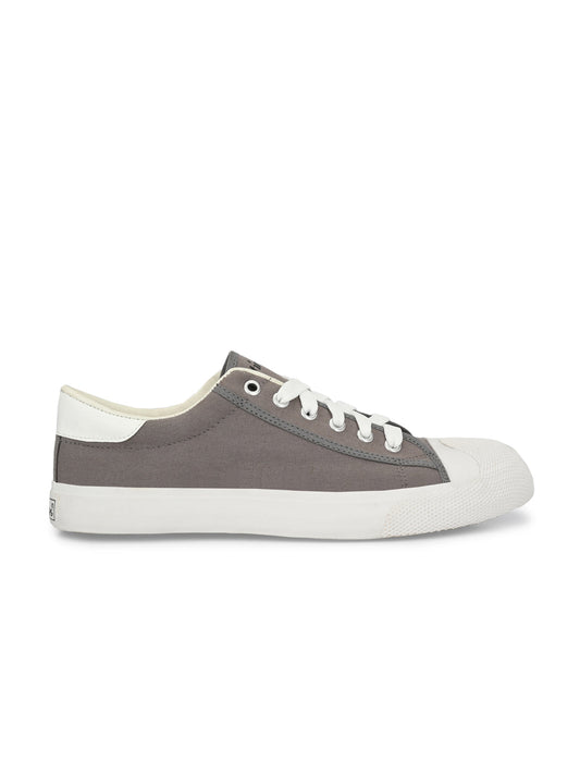 Hirolas Men's Grey Canvas Vulcansied Skateboard Lace Up Sneaker Shoes (HRL2076GRY)