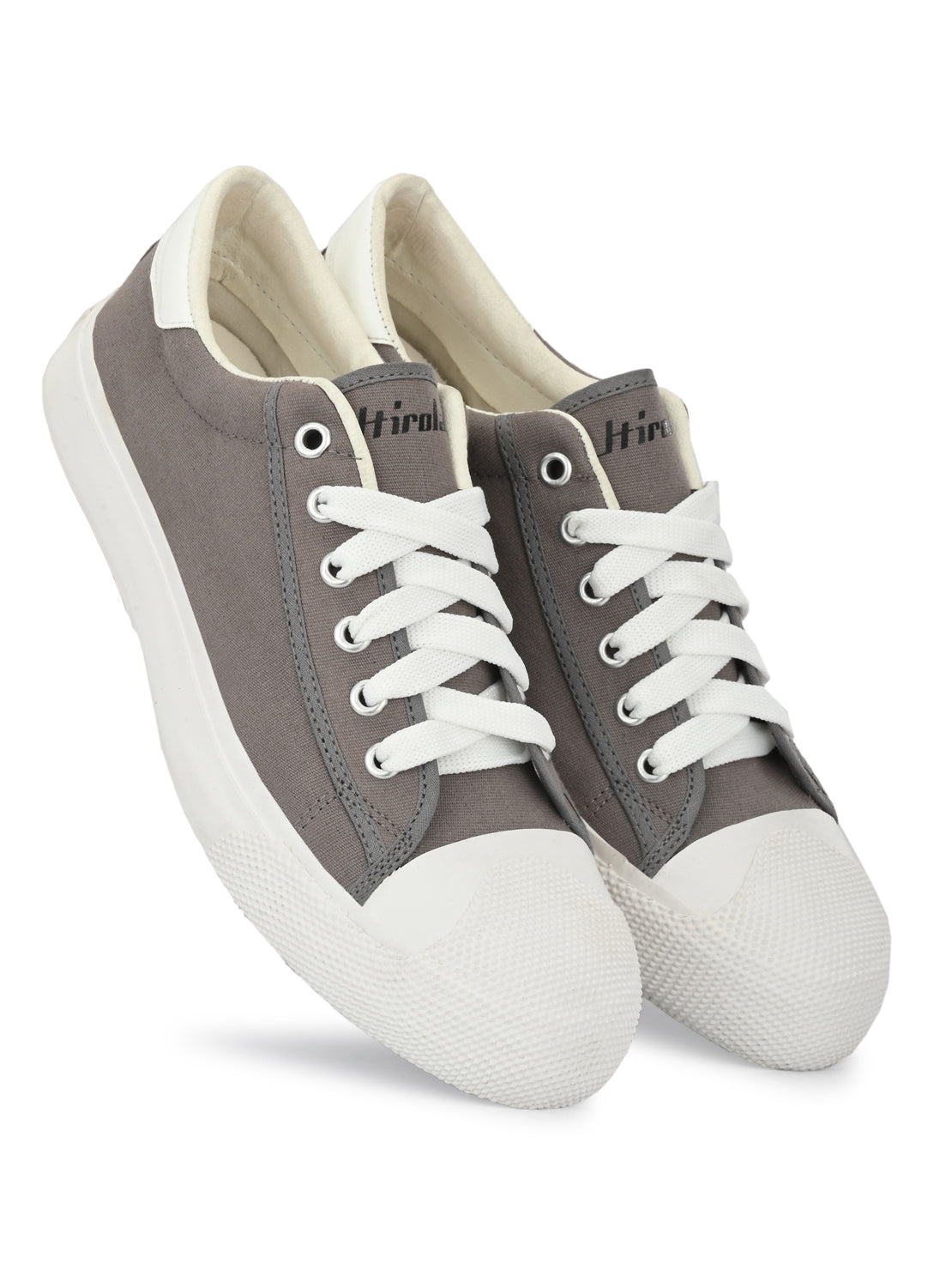 Hirolas® Men's Grey Canvas Vulcansied Skateboard Lace Up Sneaker Shoes (HRL2076GRY)
