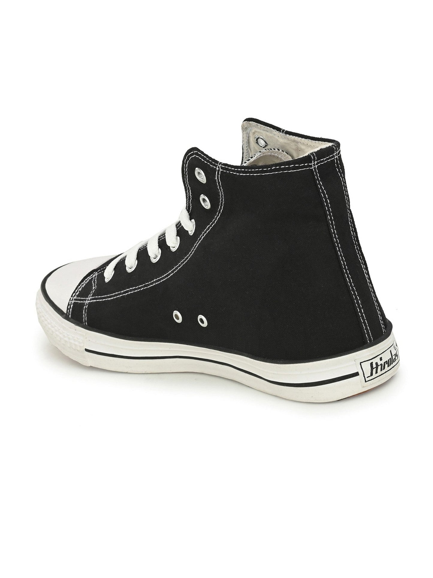 Hirolas® Men's Black Canvas Vulcansied Skateboard Lace Up Ankle Length Sneaker Shoes (HRL2077BLK)