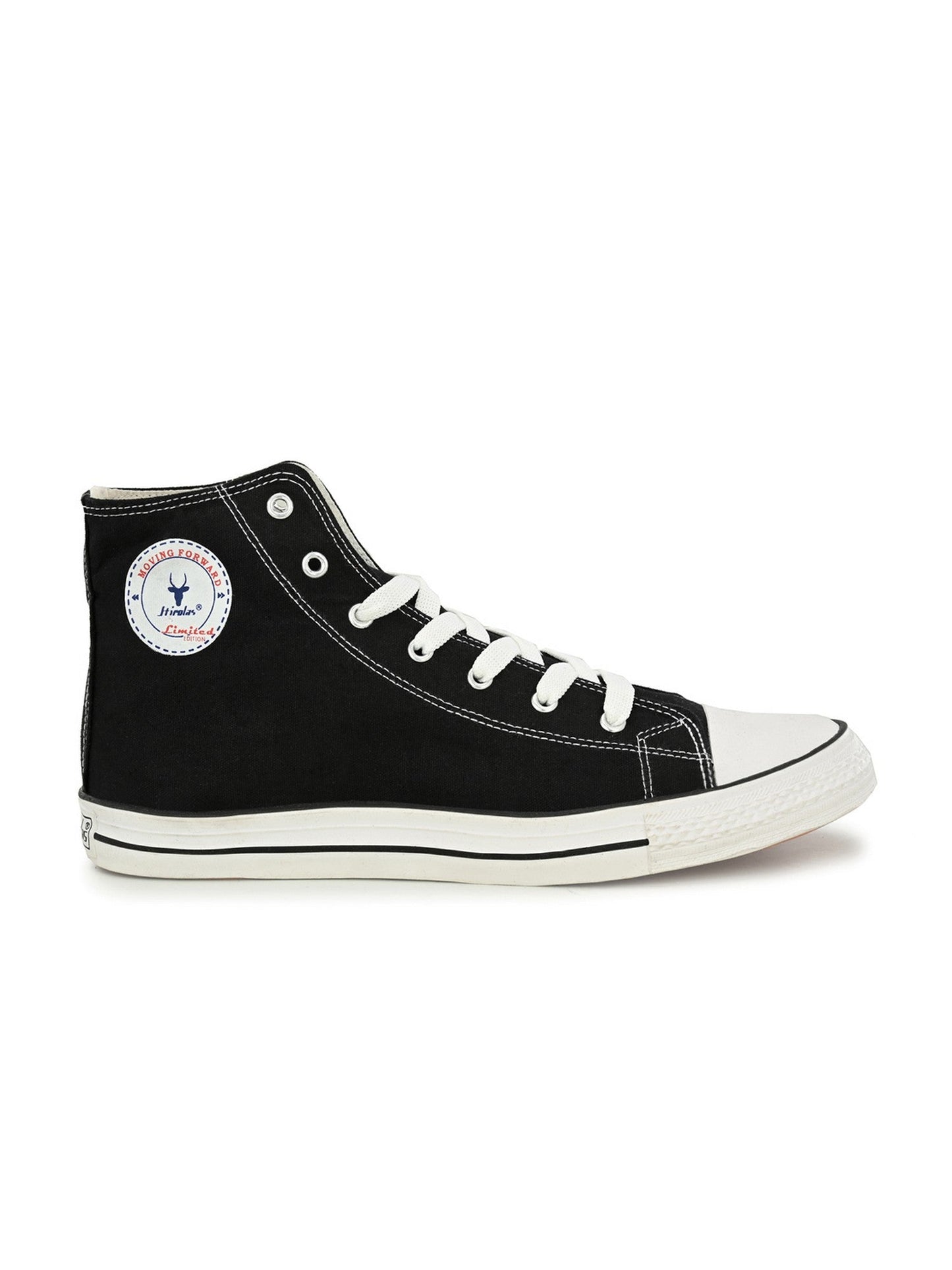 Hirolas® Men's Black Canvas Vulcansied Skateboard Lace Up Ankle Length Sneaker Shoes (HRL2077BLK)