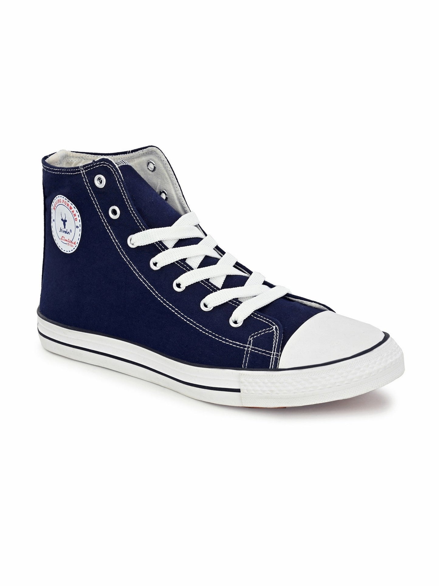 Hirolas® Men's Blue Canvas Vulcansied Skateboard Lace Up Ankle Length Sneaker Shoes (HRL2077BLU)