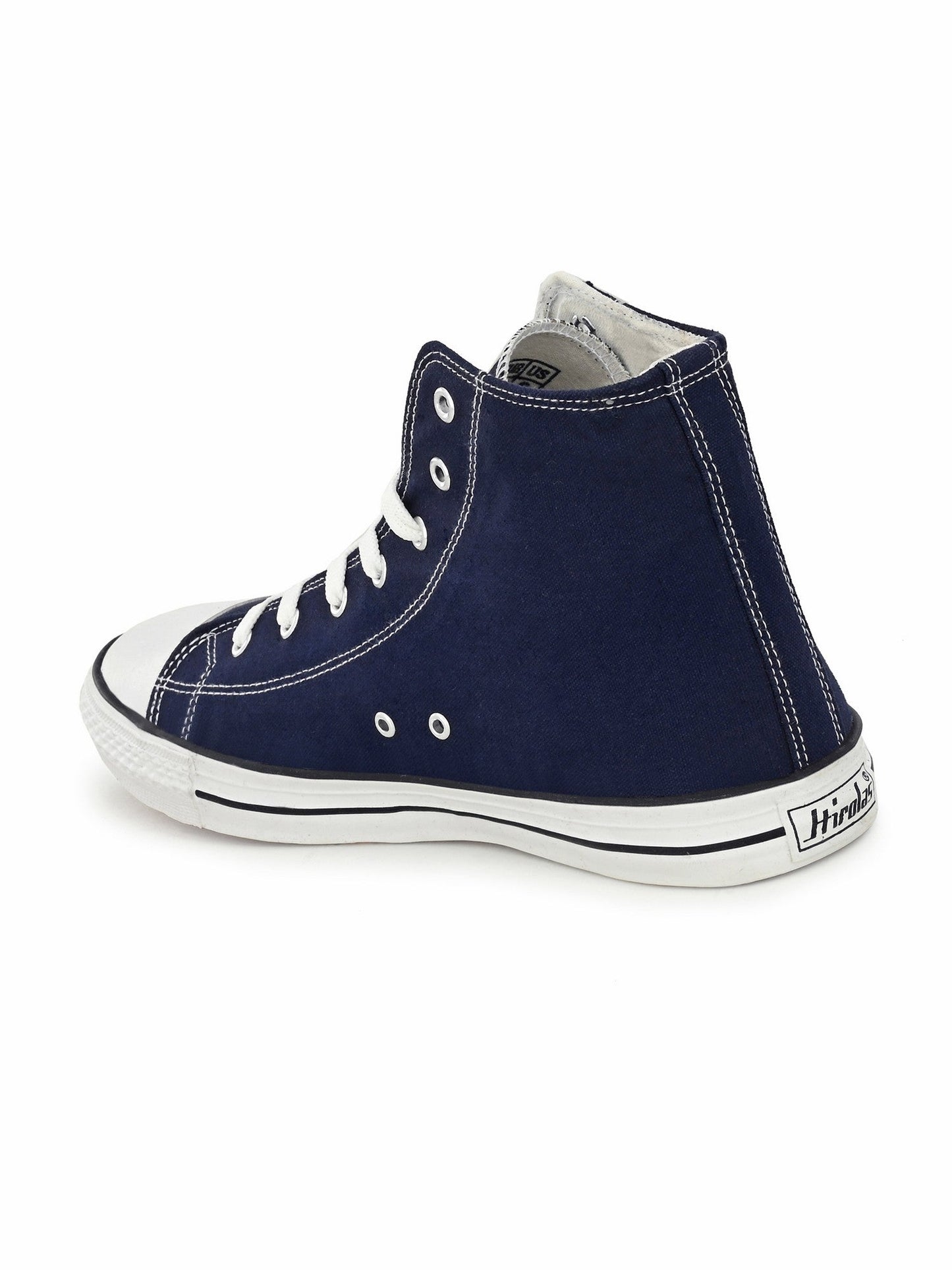 Hirolas® Men's Blue Canvas Vulcansied Skateboard Lace Up Ankle Length Sneaker Shoes (HRL2077BLU)