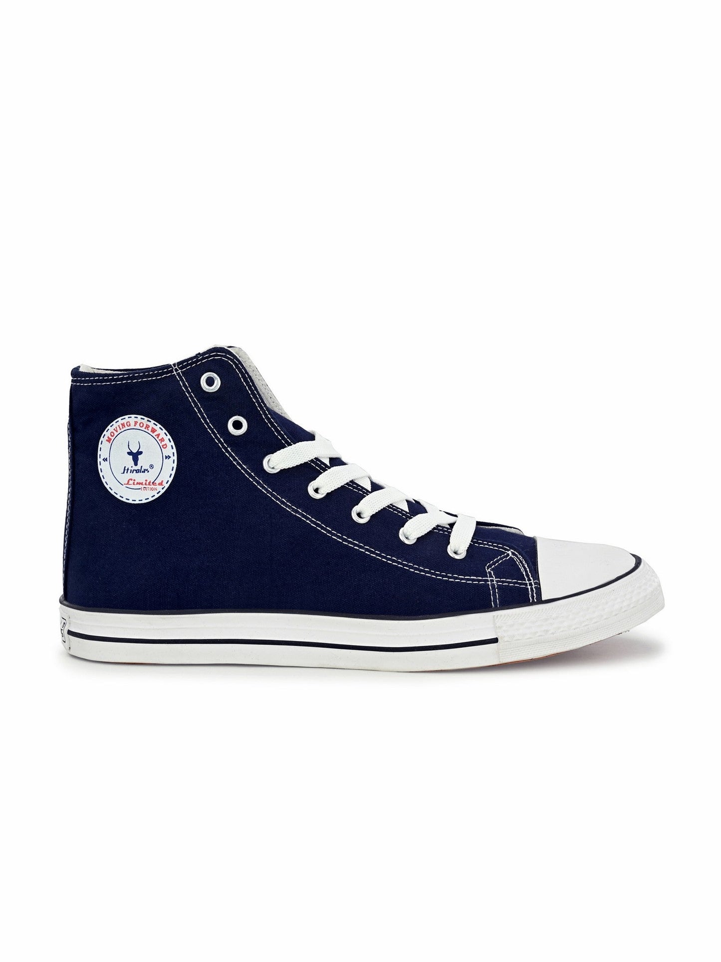 Hirolas® Men's Blue Canvas Vulcansied Skateboard Lace Up Ankle Length Sneaker Shoes (HRL2077BLU)