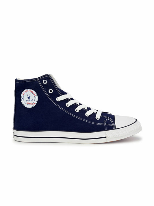 Hirolas Men's Blue Canvas Vulcansied Skateboard Lace Up Ankle Length Sneaker Shoes (HRL2077BLU)