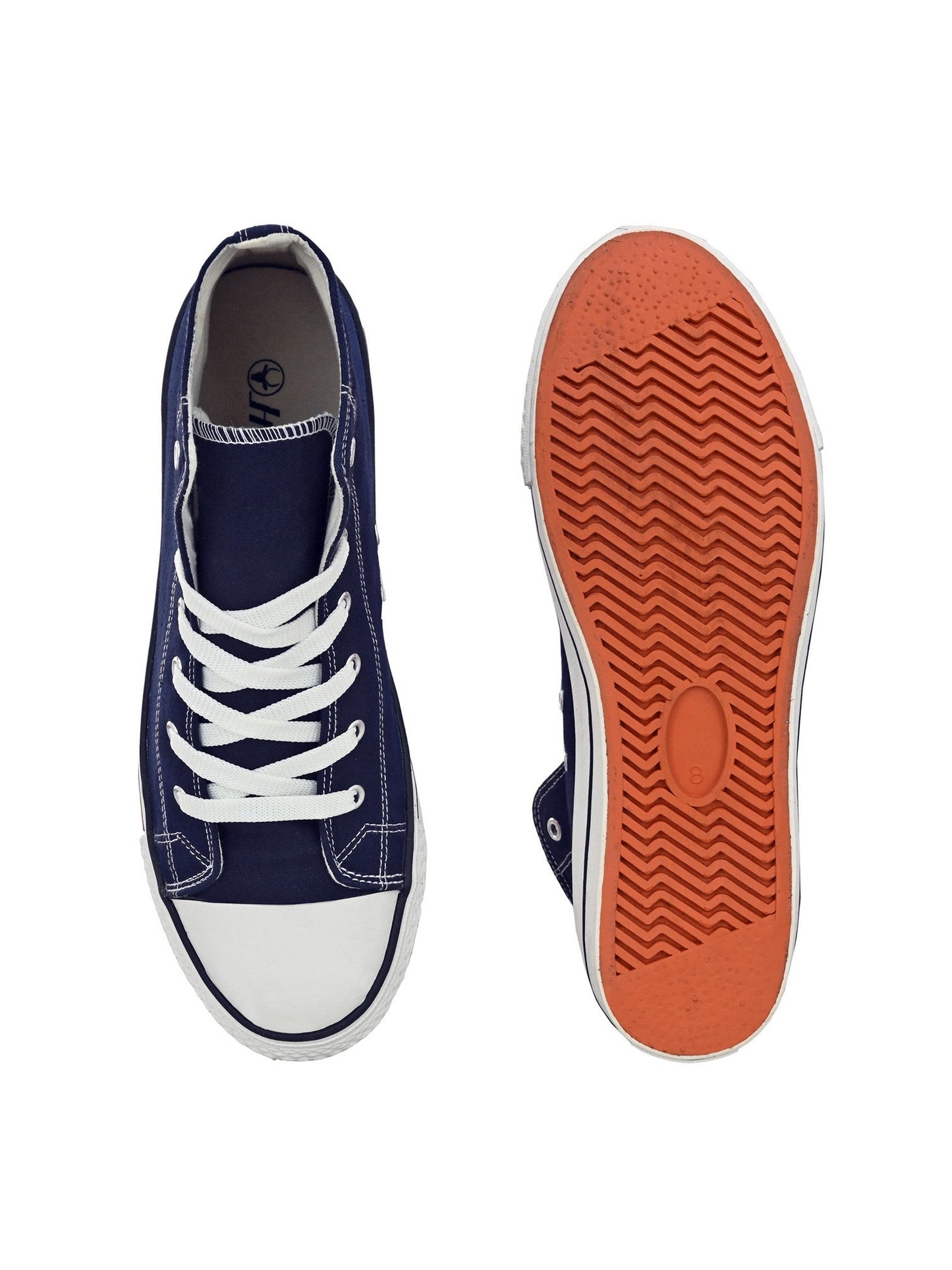 Hirolas® Men's Blue Canvas Vulcansied Skateboard Lace Up Ankle Length Sneaker Shoes (HRL2077BLU)