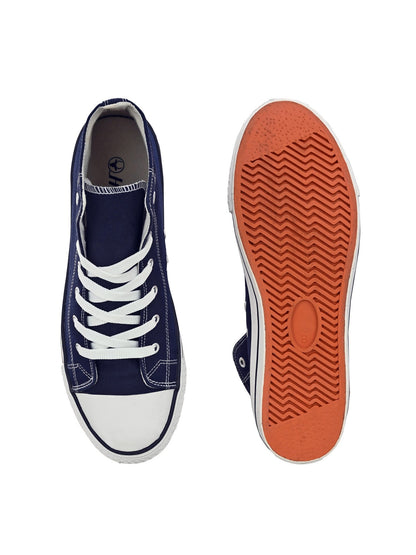 Hirolas® Men's Blue Canvas Vulcansied Skateboard Lace Up Ankle Length Sneaker Shoes (HRL2077BLU)