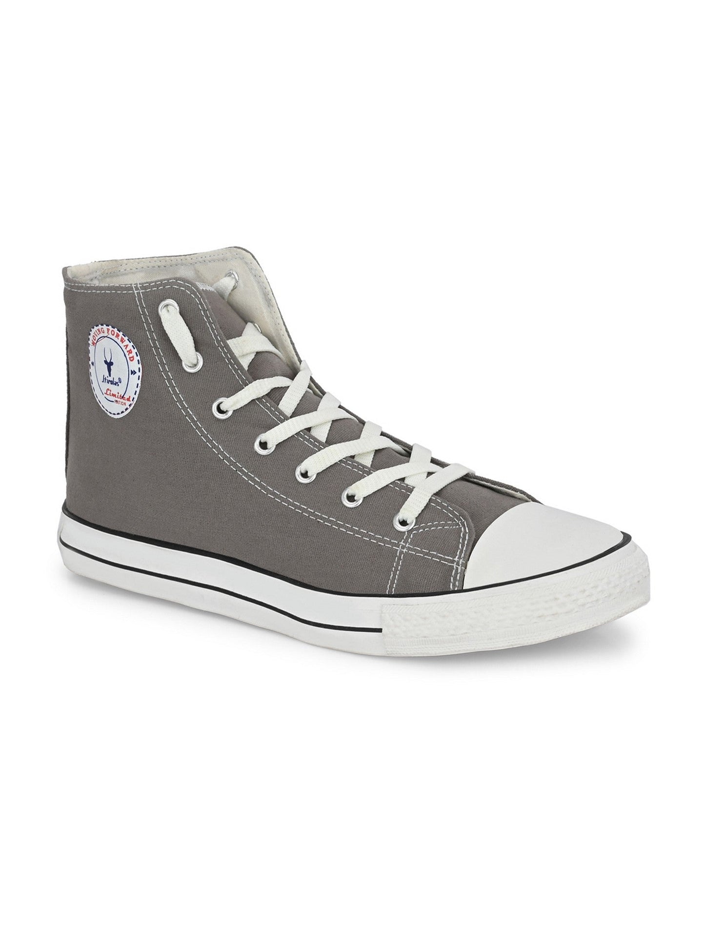 Hirolas® Men's Grey Canvas Vulcansied Skateboard Lace Up Ankle Length Sneaker Shoes (HRL2077GRY)