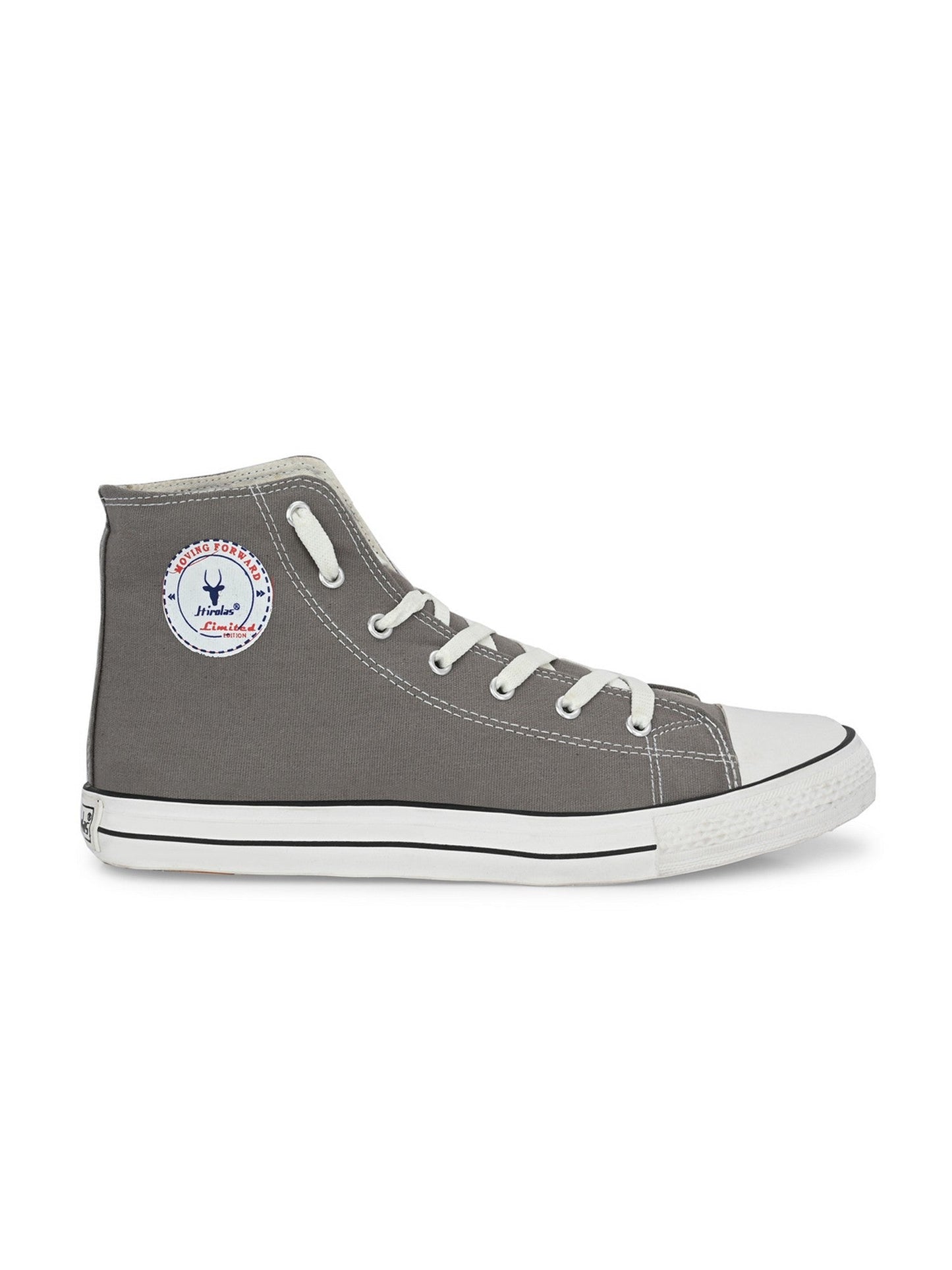 Hirolas® Men's Grey Canvas Vulcansied Skateboard Lace Up Ankle Length Sneaker Shoes (HRL2077GRY)