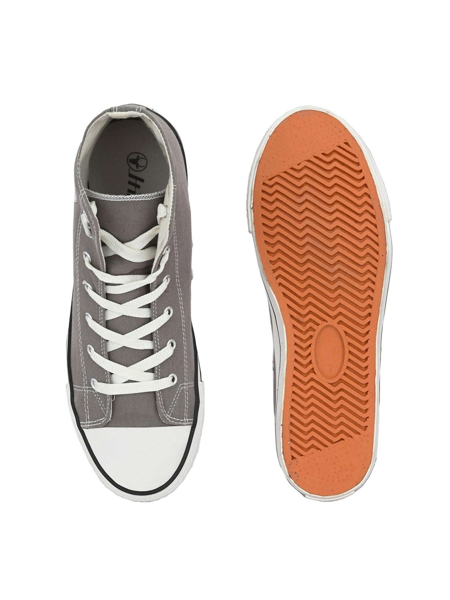 Hirolas® Men's Grey Canvas Vulcansied Skateboard Lace Up Ankle Length Sneaker Shoes (HRL2077GRY)