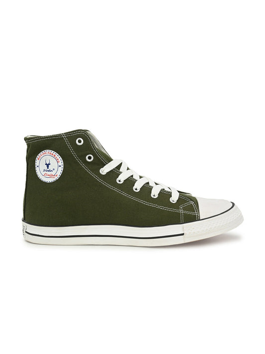 Hirolas Men's Olive Canvas Vulcansied Skateboard Lace Up Ankle Length Sneaker Shoes (HRL2077OLV)