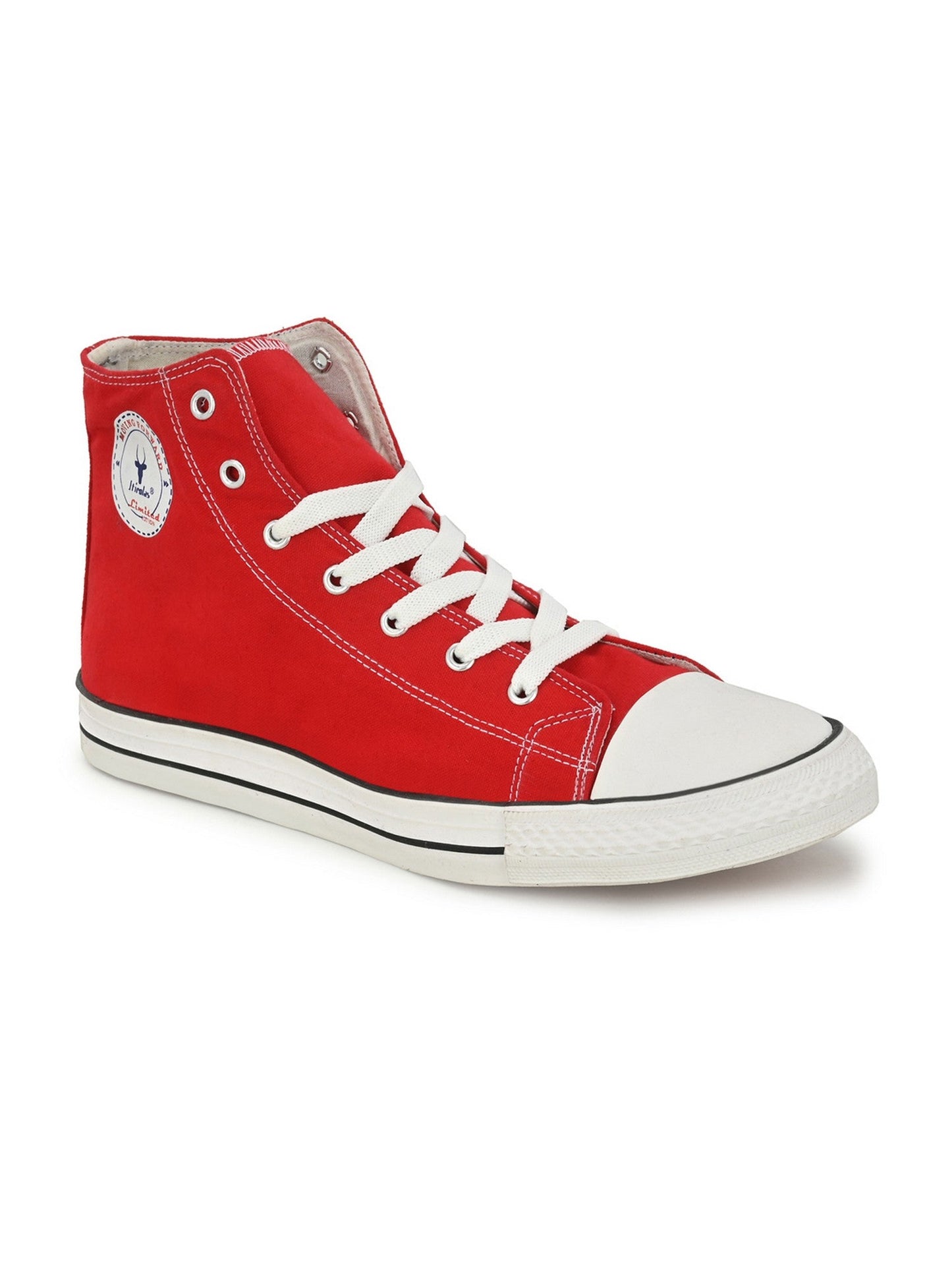 Hirolas® Men's Red Canvas Vulcansied Skateboard Lace Up Ankle Length Sneaker Shoes (HRL2077RED)