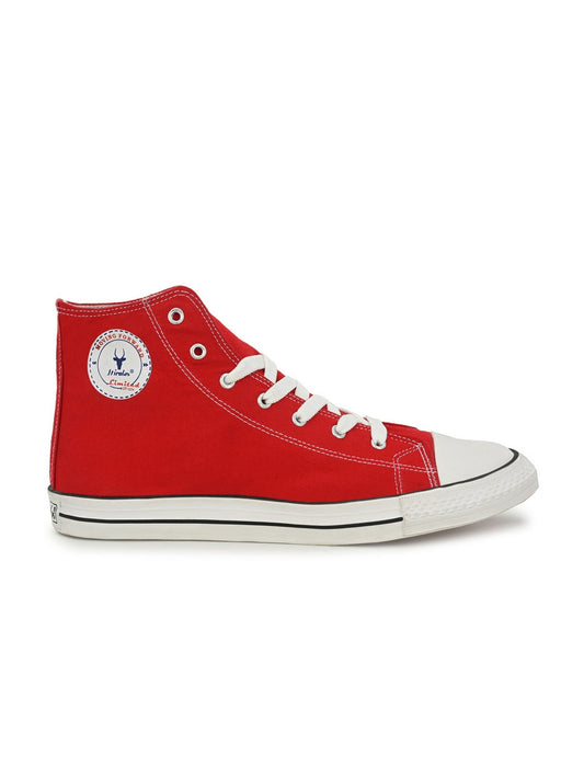Hirolas Men's Red Canvas Vulcansied Skateboard Lace Up Ankle Length Sneaker Shoes (HRL2077RED)