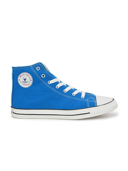 Hirolas Men's Sky Blue Canvas Vulcansied Skateboard Lace Up Ankle Length Sneaker Shoes (HRL2077SBU)