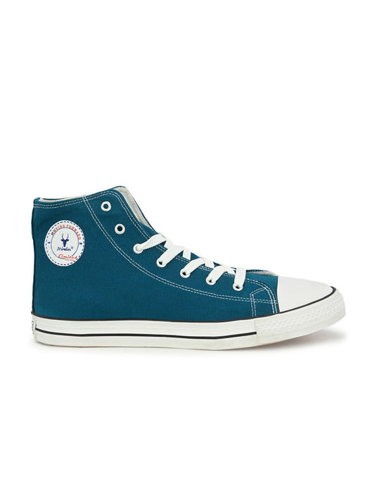 Hirolas Men's Sea Green Canvas Vulcansied Skateboard Lace Up Ankle Length Sneaker Shoes (HRL2077SGN)