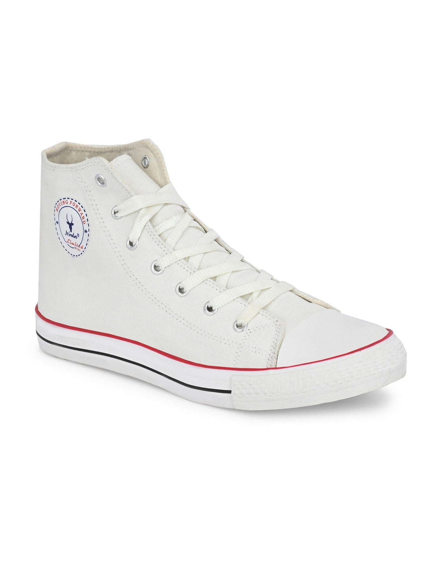 Hirolas® Men's white Canvas Vulcansied Skateboard Lace Up Ankle Length Sneaker Shoes (HRL2077WHT)
