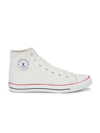 Hirolas® Men's white Canvas Vulcansied Skateboard Lace Up Ankle Length Sneaker Shoes (HRL2077WHT)