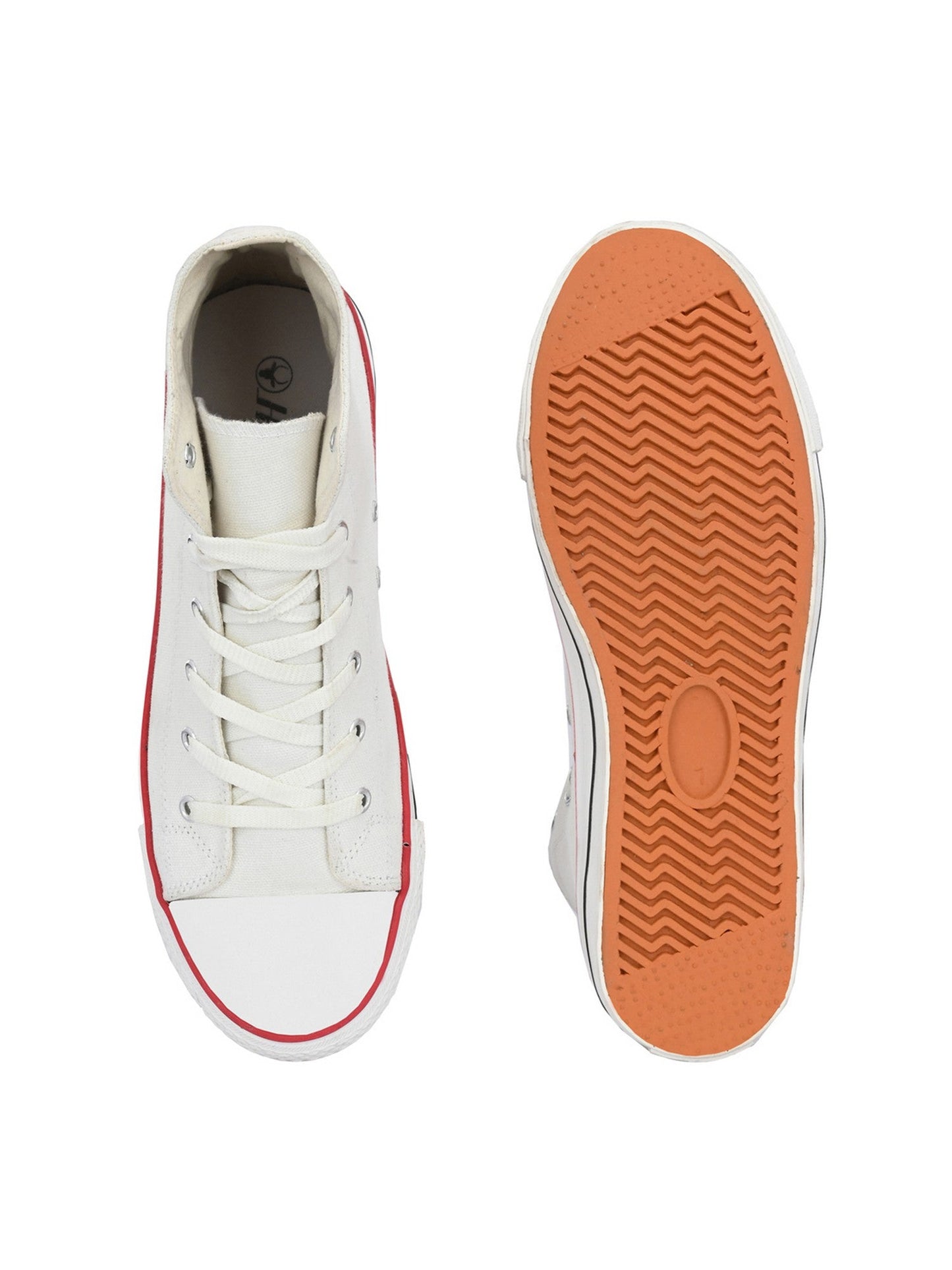 Hirolas® Men's white Canvas Vulcansied Skateboard Lace Up Ankle Length Sneaker Shoes (HRL2077WHT)