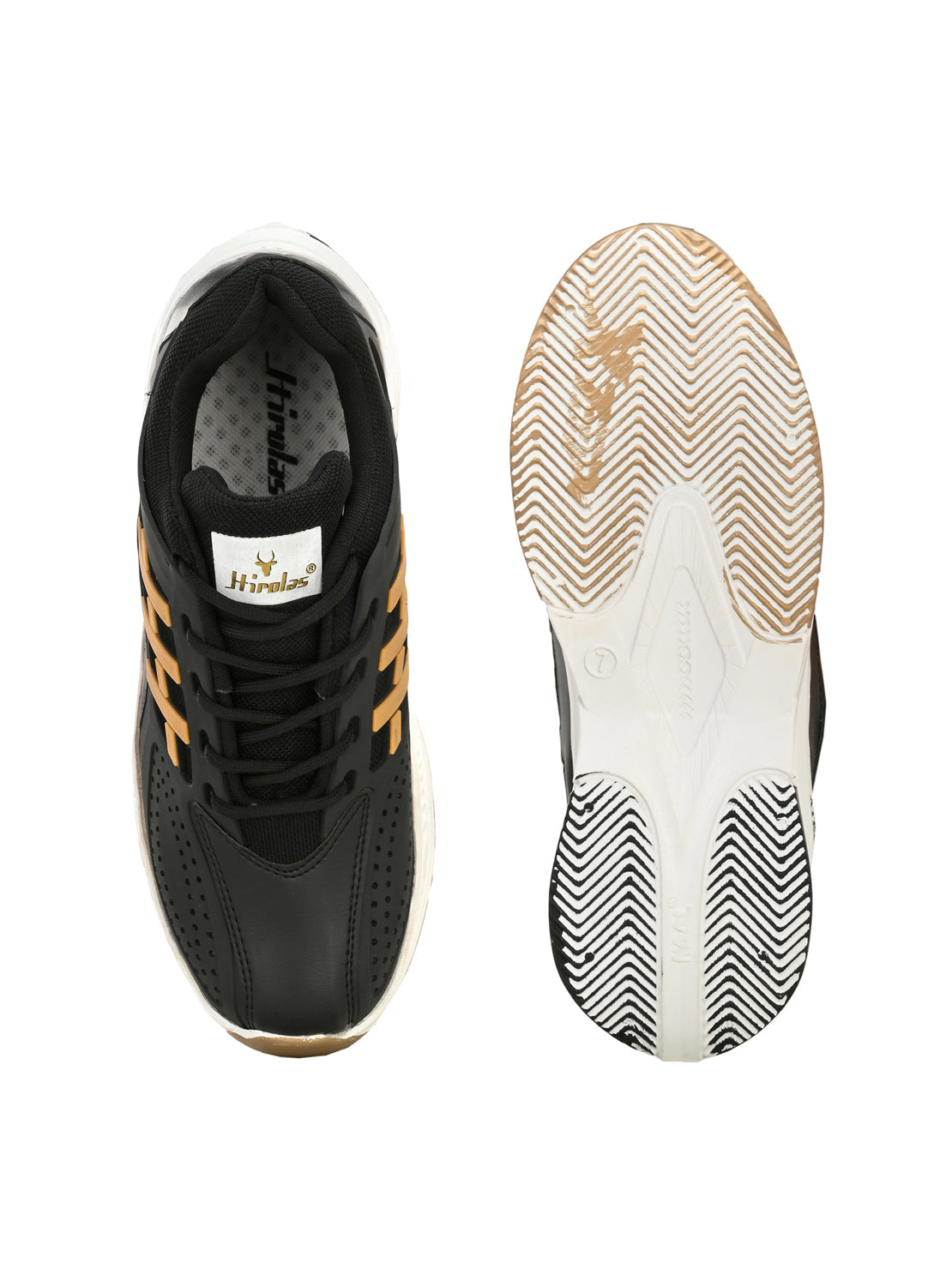 Hirolas® Men's Black/Beige Velocity Max Running Lace Up Sneaker Sport Shoes (HRL2078BLB)