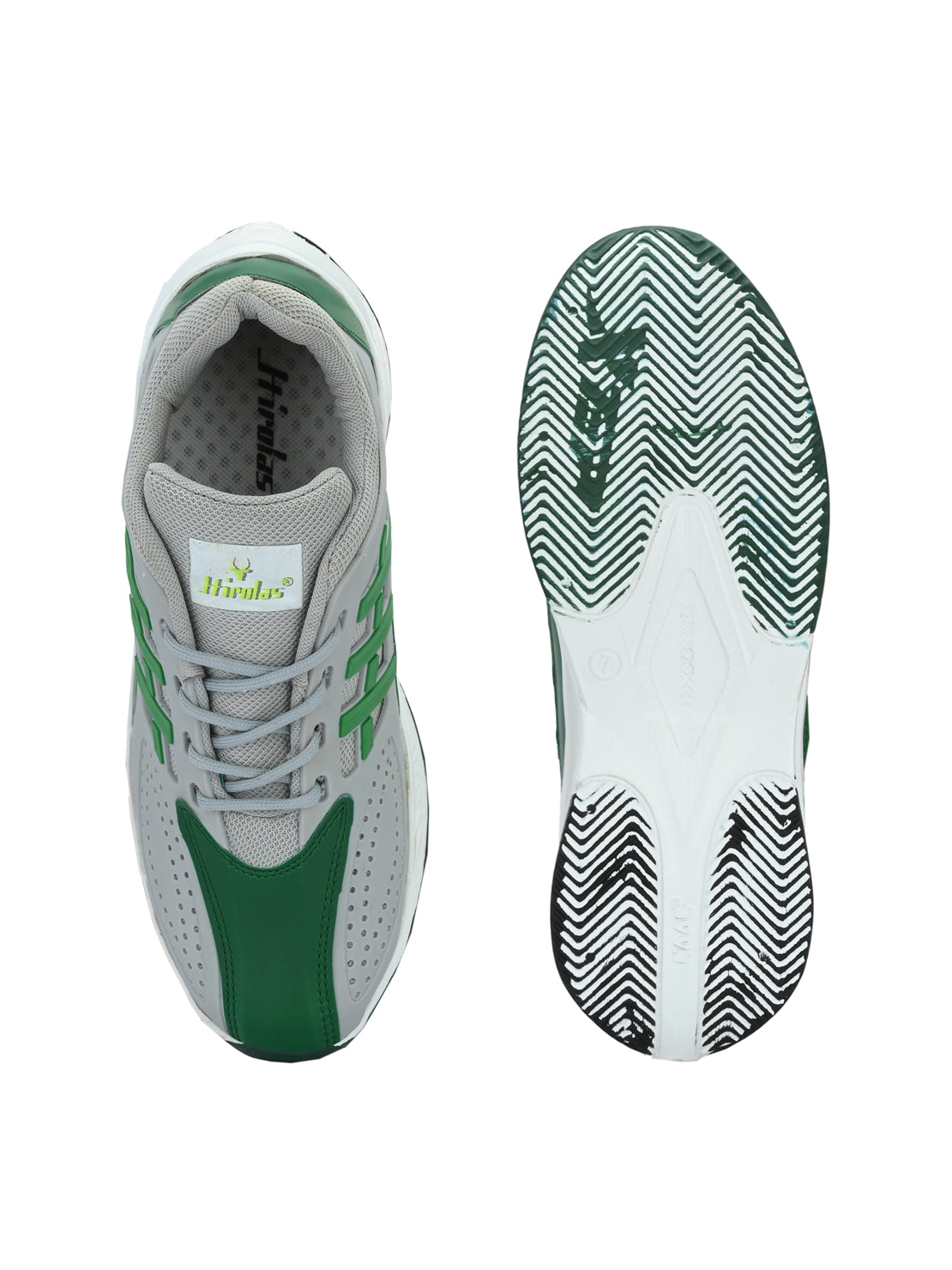 Hirolas® Men's Grey/Green Velocity Max Running Lace Up Sneaker Sport Shoes (HRL2078GRG)