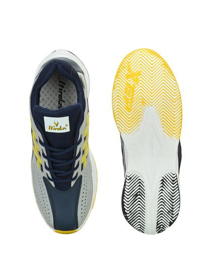 Hirolas® Men's Grey/Yellow Velocity Max Running Lace Up Sneaker Sport Shoes (HRL2078GRY)