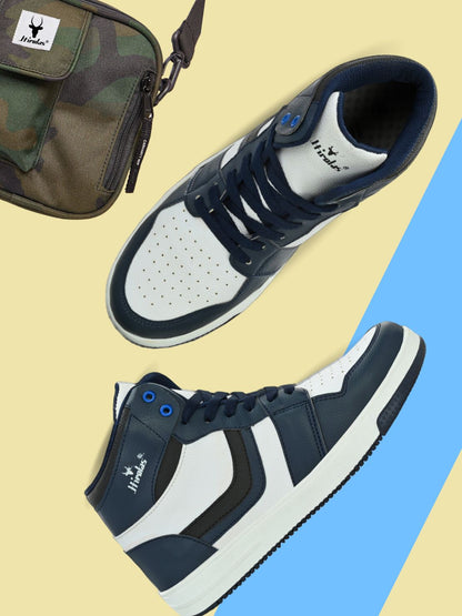 Hirolas® Men's Blue High Top Ankle Lace Up Sneaker Shoes (HRL2079WBU)