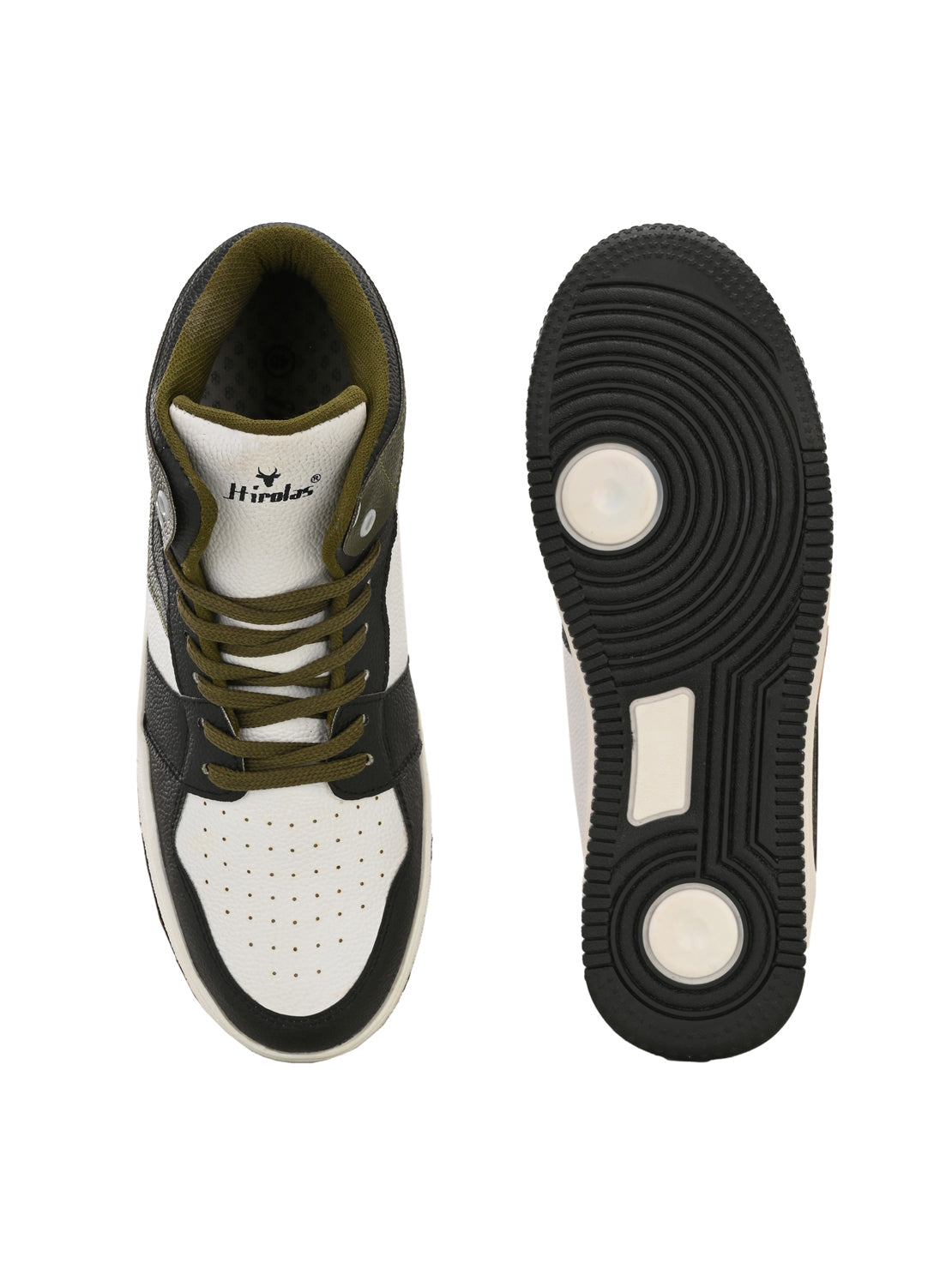 Hirolas® Men's Olive High Top Ankle Lace Up Sneaker Shoes (HRL2079WOG)