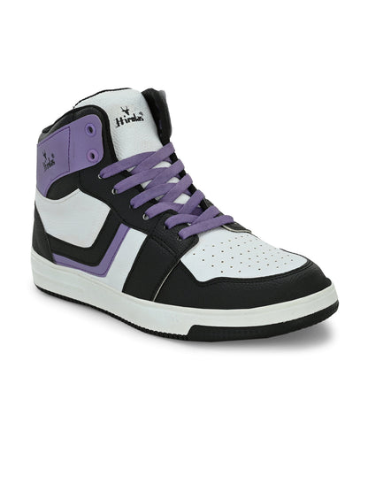 Hirolas® Men's Purple High Top Ankle Lace Up Sneaker Shoes (HRL2079WPL)