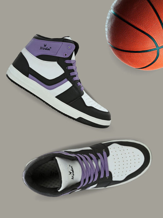 Hirolas® Men's Purple High Top Ankle Lace Up Sneaker Shoes (HRL2079WPL)