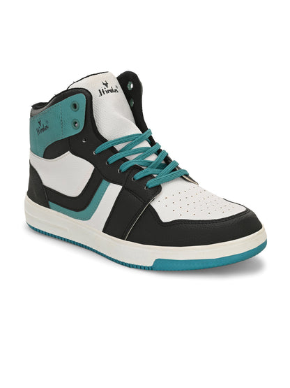 Hirolas® Men's Sea Green High Top Ankle Lace Up Sneaker Shoes (HRL2079WSG)