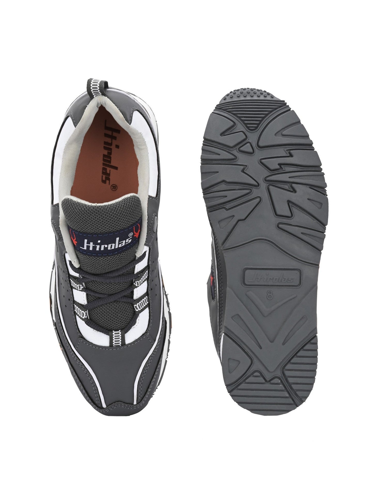 Hirolas® Men's Multisports Shock Absorbing Walking Running Fitness Athletic Training Gym Grey Lace Up Sneaker Sport Shoes (HRL2087G)