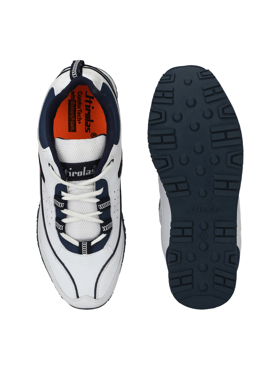 Hirolas® Men's Multisports Shock Absorbing Walking Running Fitness Athletic Training Gym White Lace Up Sneaker Sport Shoes (HRL2087W)