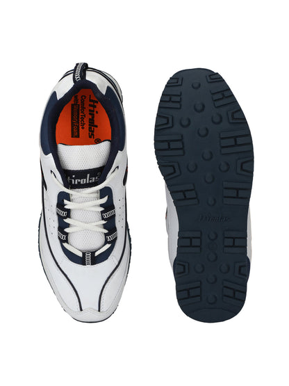 Hirolas® Men's Multisports Shock Absorbing Walking Running Fitness Athletic Training Gym White Lace Up Sneaker Sport Shoes (HRL2087W)