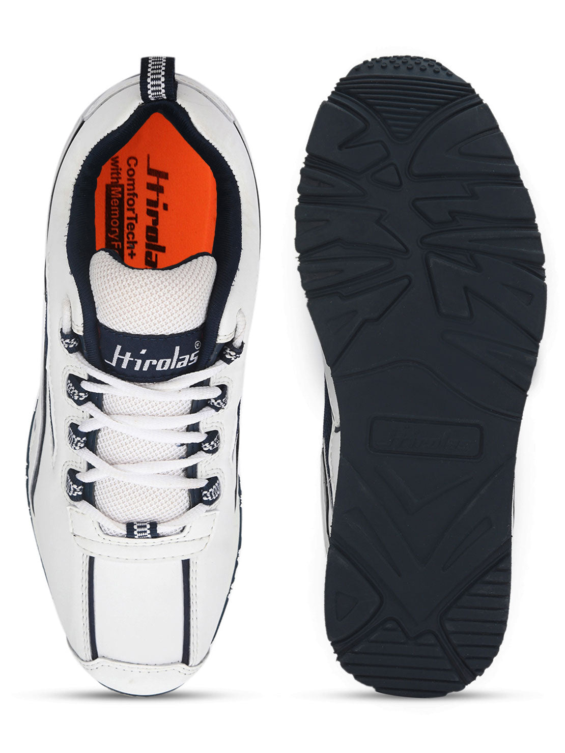 Hirolas® Men's Multisports Shock Absorbing Walking Running Fitness Athletic Training Gym White Lace Up Sneaker Sport Shoes (HRL2089WHT)