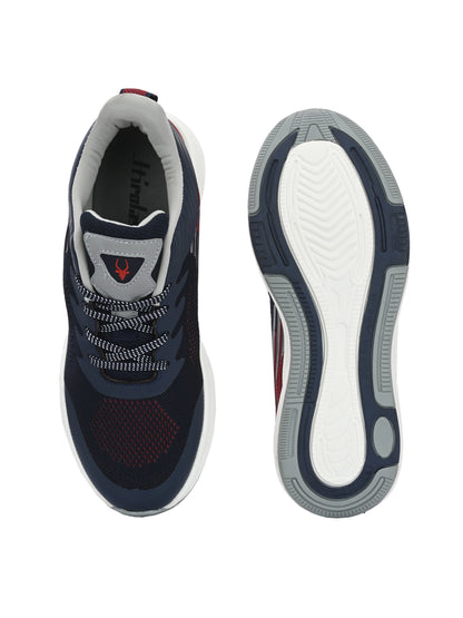 Hirolas® Men's Blue/Maroon Elite Shock Absorbing Walking Running Fitness Athletic Training Gym Fashion Sneaker Sport Shoes (HRLMP01BLU)