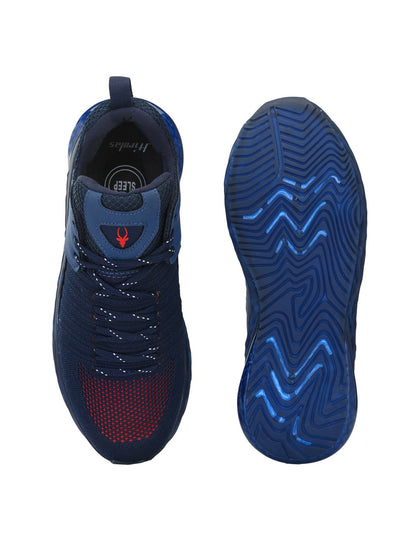 Hirolas® Men's Blue/Red Elite Shock Absorbing Walking running Fitness Athletic Training Gym Ankle Fashion Lace Up Sneaker Sport Shoes (HRLMP03BLU)
