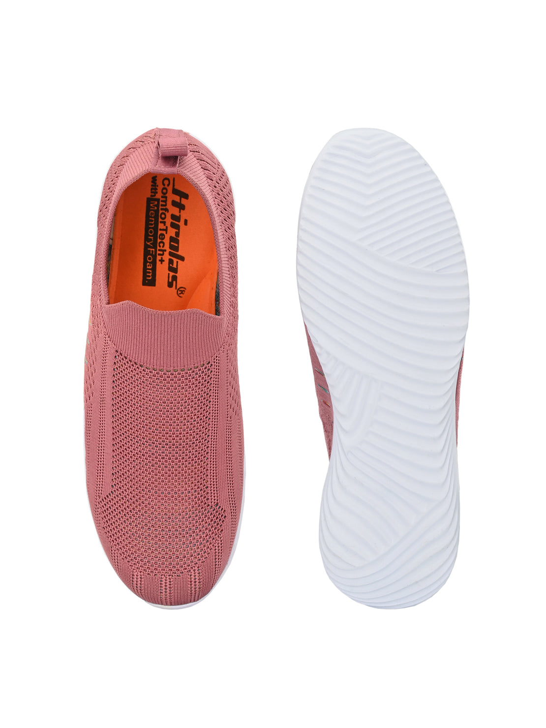 Hirolas® Women Pink Casual Running Walking Jogging Gym comfortable Athletic Slip-On Sports_Shoes (HRLWF05PNK)