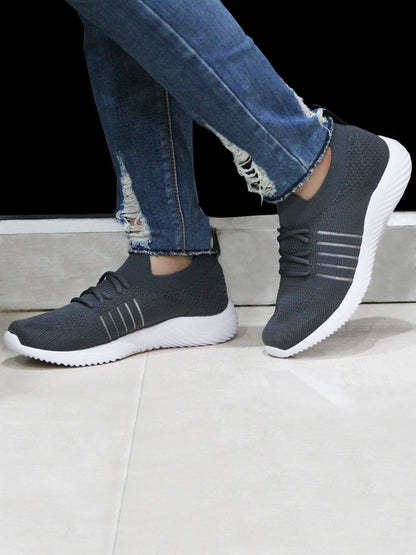 Hirolas® Women Grey Casual Running Walking Jogging Gym comfortable Athletic Lace-Up Sports_Shoes (HRLWF06GRY)
