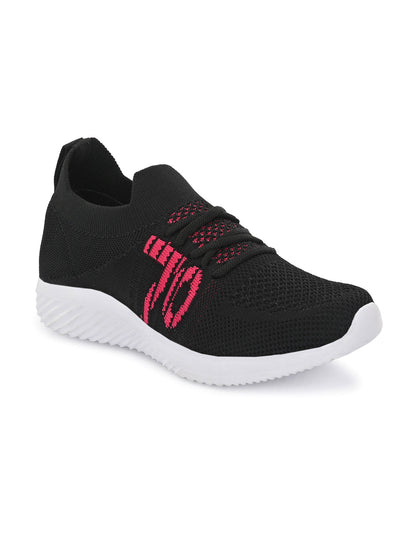 Hirolas® Women Black Casual Running Walking Jogging Gym comfortable Athletic Lace-Up Sports_Shoes (HRLWF08BLK)