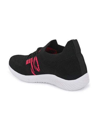 Hirolas® Women Black Casual Running Walking Jogging Gym comfortable Athletic Lace-Up Sports_Shoes (HRLWF08BLK)